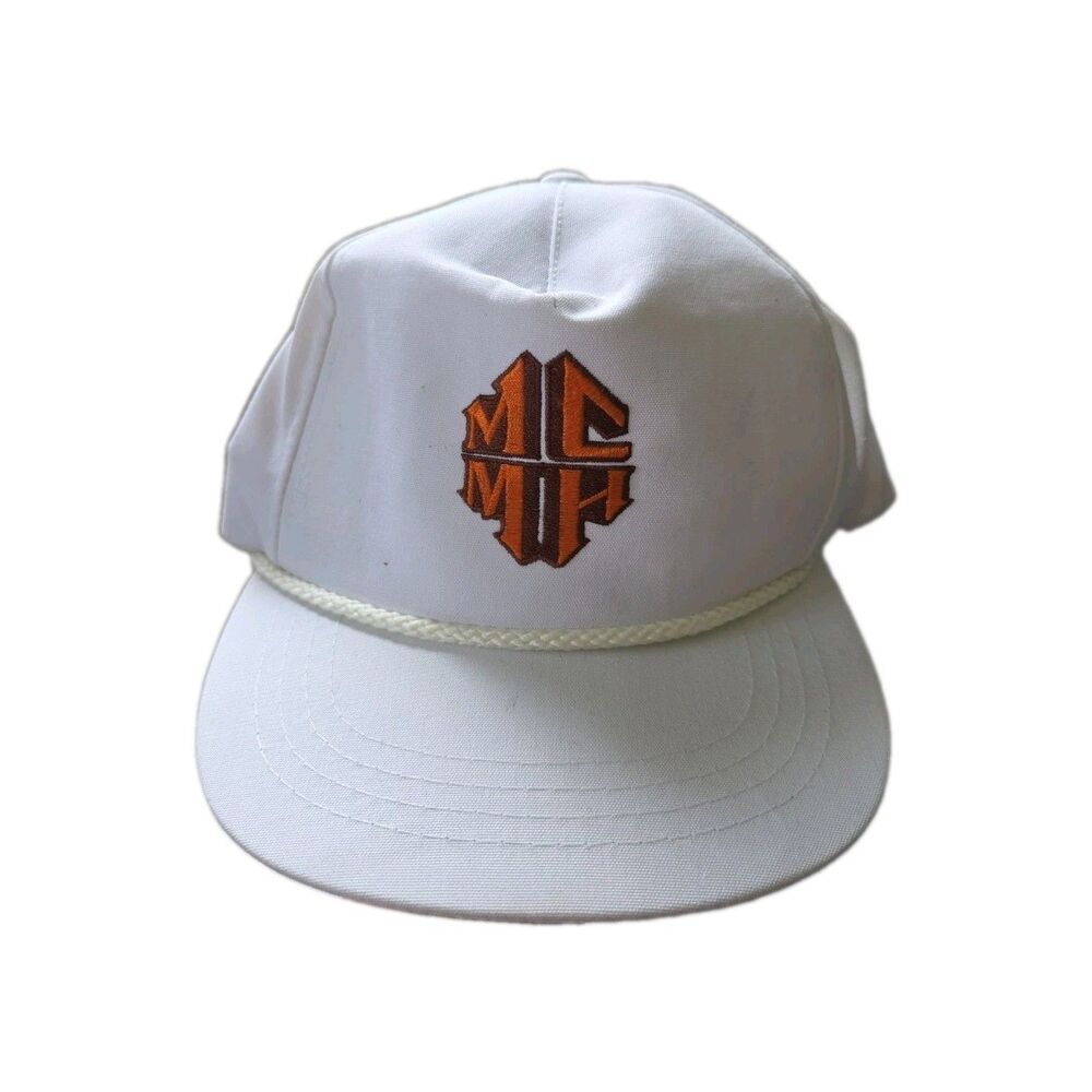 Town Talk Vintage Style White Rope Snapback Hat Orange Brown Embroidered Logo